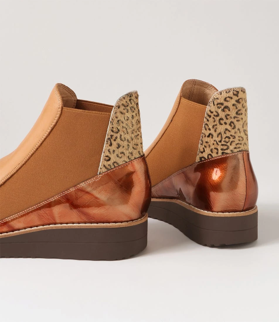 Osiel Dark Tan Camel Gold Leopard Multi Chelsea Boots 7 Osiel Dark Tan Camel Gold Leopard Multi Chelsea Boots - Image 5