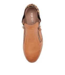 Ossha Dark Tan Leopard Leather Ankle Boots -Lynx Shoes Shop TO12973T1LHG 6