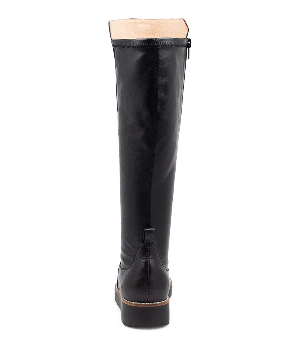 Oletta Black Leather Knee High Boots Bs 5 Oletta Black Leather Knee High Boots Bs - Image 3