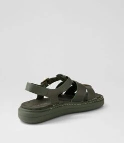 Adelmo Olive Leather Sandals -Lynx Shoes Shop TO13056HGOLE 4