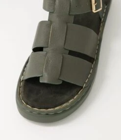 Adelmo Olive Leather Sandals -Lynx Shoes Shop TO13056HGOLE 5