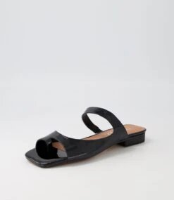 Knoa Black Wrinkle Patent Slides -Lynx Shoes Shop TO13099BLAWS 3