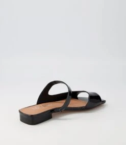 Knoa Black Wrinkle Patent Slides -Lynx Shoes Shop TO13099BLAWS 4