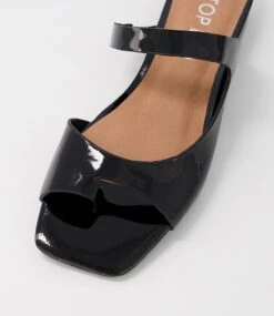 Knoa Black Wrinkle Patent Slides -Lynx Shoes Shop TO13099BLAWS 5