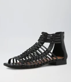 Kretta Black Leather Sandals -Lynx Shoes Shop TO13101B66LE 3