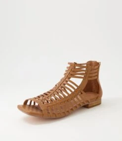 Kretta Dark Tan Leather Sandals -Lynx Shoes Shop TO13101TAOLE 3