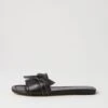 Langela Black Leather Slides -Lynx Shoes Shop TO13108BLALE 2