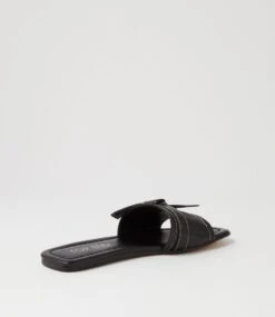 Langela Black Leather Slides -Lynx Shoes Shop TO13108BLALE 4