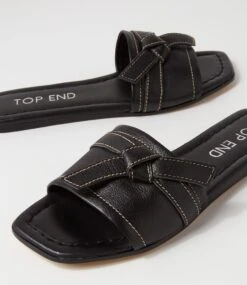 Langela Black Leather Slides -Lynx Shoes Shop TO13108BLALE 6