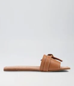 Langela Tan Leather Slides -Lynx Shoes Shop TO13108TANLE 4