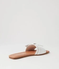 Langela White Leather Slides -Lynx Shoes Shop TO13108WHILE 4