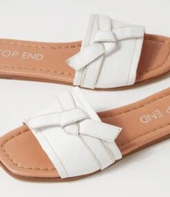 Langela White Leather Slides -Lynx Shoes Shop TO13108WHILE 6