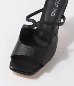 Licole Black Leather Sandals -Lynx Shoes Shop TO13114BLALE 5