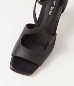Lanyey Black Leather Sandals -Lynx Shoes Shop TO13115BLALE 5
