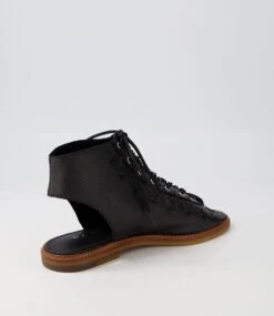 Nannerl Black Leather Sandals -Lynx Shoes Shop TO13127BLALE 4