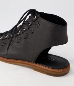 Nannerl Black Leather Sandals -Lynx Shoes Shop TO13127BLALE 6