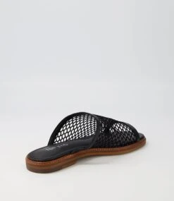 Natavia Black Leather Mesh Slides -Lynx Shoes Shop TO13130BLA73 4