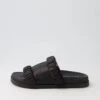 Resky Black Leather Slides -Lynx Shoes Shop TO13147BLALE 2