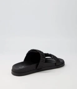 Resky Black Leather Slides -Lynx Shoes Shop TO13147BLALE 4