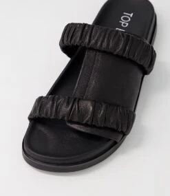 Resky Black Leather Slides -Lynx Shoes Shop TO13147BLALE 5
