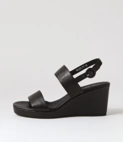 Walbi Black Leather Sandals