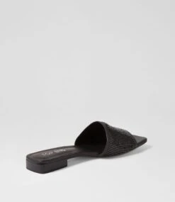 Koyner Black Metal Leather Heeled Slides -Lynx Shoes Shop TO13182BLAOA 4