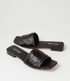 Koyner Black Metal Leather Heeled Slides -Lynx Shoes Shop TO13182BLAOA 6