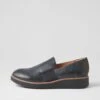 Otrad Navy Leather Flat Shoes -Lynx Shoes Shop TO13206DKLLE 2