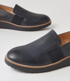 Otrad Navy Leather Flat Shoes -Lynx Shoes Shop TO13206DKLLE 6