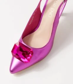 Barbados Fuchsia Metallic Leather Jewels Heels -Lynx Shoes Shop TO13220MZL2I 5