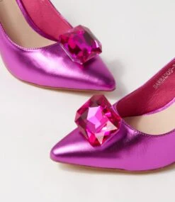 Barbados Fuchsia Metallic Leather Jewels Heels -Lynx Shoes Shop TO13220MZL2I 6