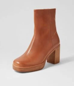 Daneka Tan Leather Ankle Boots -Lynx Shoes Shop TO13227TANLE 3