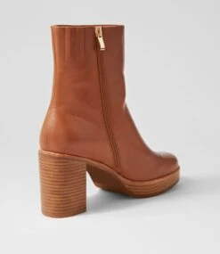 Daneka Tan Leather Ankle Boots -Lynx Shoes Shop TO13227TANLE 4