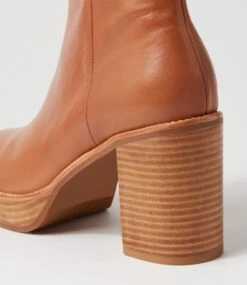 Daneka Tan Leather Ankle Boots -Lynx Shoes Shop TO13227TANLE 6
