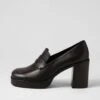 Danyela Black Leather Heels
