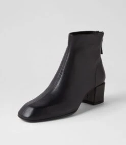 Elliza Black Leather Ankle Boots -Lynx Shoes Shop TO13231BLALE 3