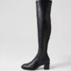 Elenor Black Mix Stretch Knee High Boots