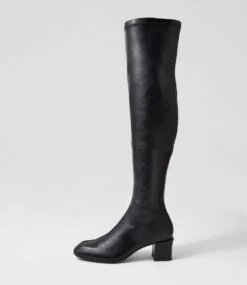New Products 1 Elenor Black Mix Stretch Knee High Boots