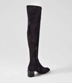 Elenor Black Mix Stretch Knee High Boots -Lynx Shoes Shop TO13234B28IG 4
