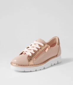 Elos Dusty Pink Pale Rose Gold Leather Sneakers -Lynx Shoes Shop TO13235P3ZLE 3
