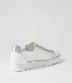 Elos White Silver Leather Sneakers -Lynx Shoes Shop TO13235W95LE 4