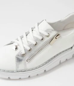 Elos White Silver Leather Sneakers -Lynx Shoes Shop TO13235W95LE 6