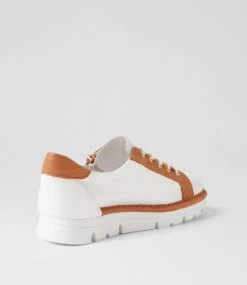 Elos White Dark Tan Leather Sneakers -Lynx Shoes Shop TO13235WHYLE 4