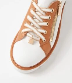 Elos White Dark Tan Leather Sneakers -Lynx Shoes Shop TO13235WHYLE 5