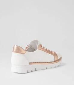 Elos White Pale Rose Gold Leather Sneakers -Lynx Shoes Shop TO13235WJ5LE 4