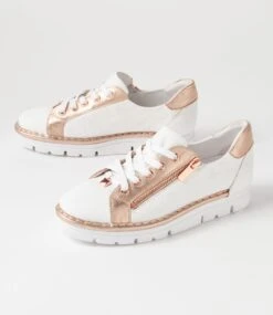 Elos White Pale Rose Gold Leather Sneakers -Lynx Shoes Shop TO13235WJ5LE 6