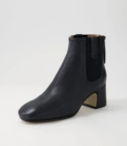 Fether Black Leather Elastic Chelsea Boots -Lynx Shoes Shop TO13239BLA63 3