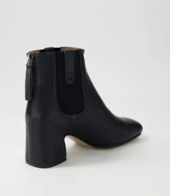 Fether Black Leather Elastic Chelsea Boots -Lynx Shoes Shop TO13239BLA63 4