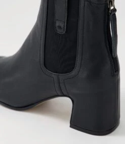 Fether Black Leather Elastic Chelsea Boots -Lynx Shoes Shop TO13239BLA63 6