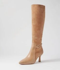 Larnow Cappuccino Leather Suede Knee High Boots -Lynx Shoes Shop TO13249NX389 3